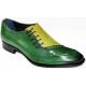 Duca Di Matiste "Viroli" Green / Olive Genuine Italian Calfskin Side Lace-Up Slip-On Shoes.